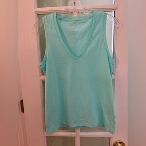 J. Crew Aqua V-Neck Slub Cotton Tank Top XS NWOT